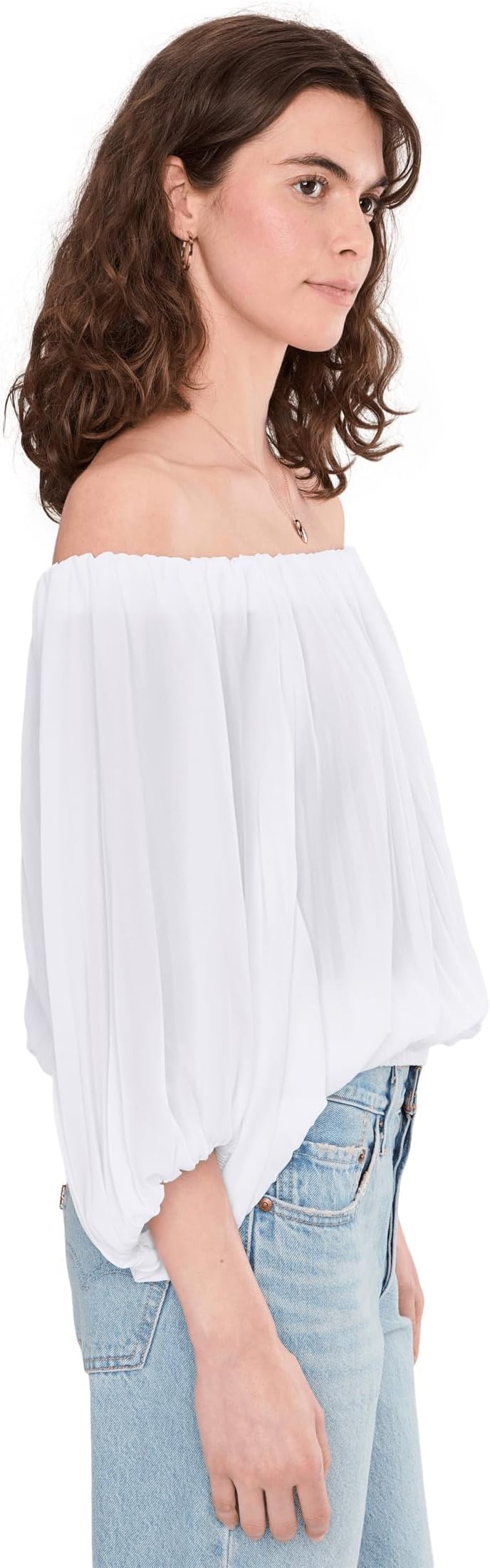 Женская блузка Vince Camuto Off The Shoulder Pleated, цвет: Белый — фото 3