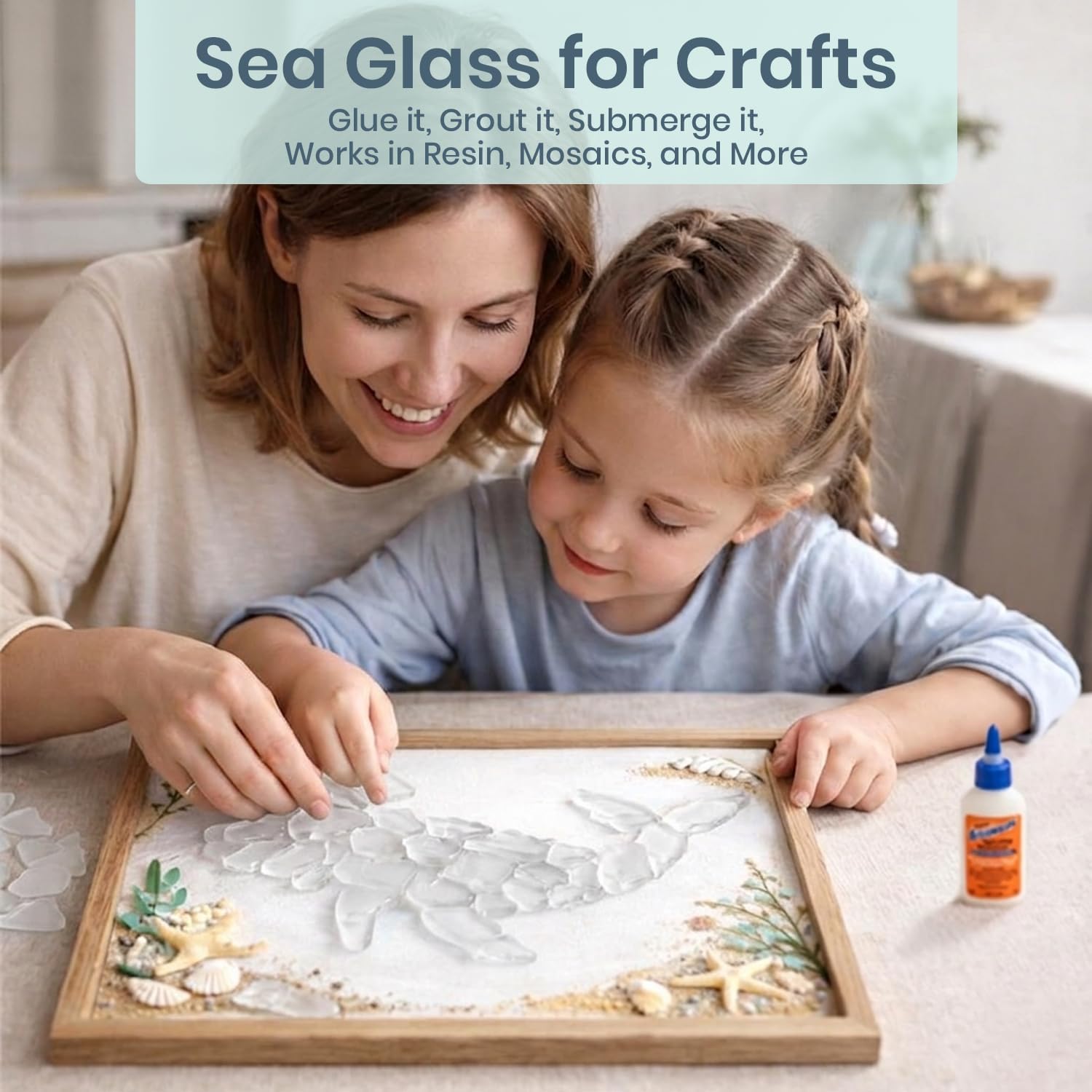 Nautical Crush Trading White Sea Glass – 22oz Beach Glass for Crafts, Vase Fillers & Decor – Bulk Tumbled SeaGlass Pieces for DIY Projects – Recycled Seaglass for Home, Weddings & Art