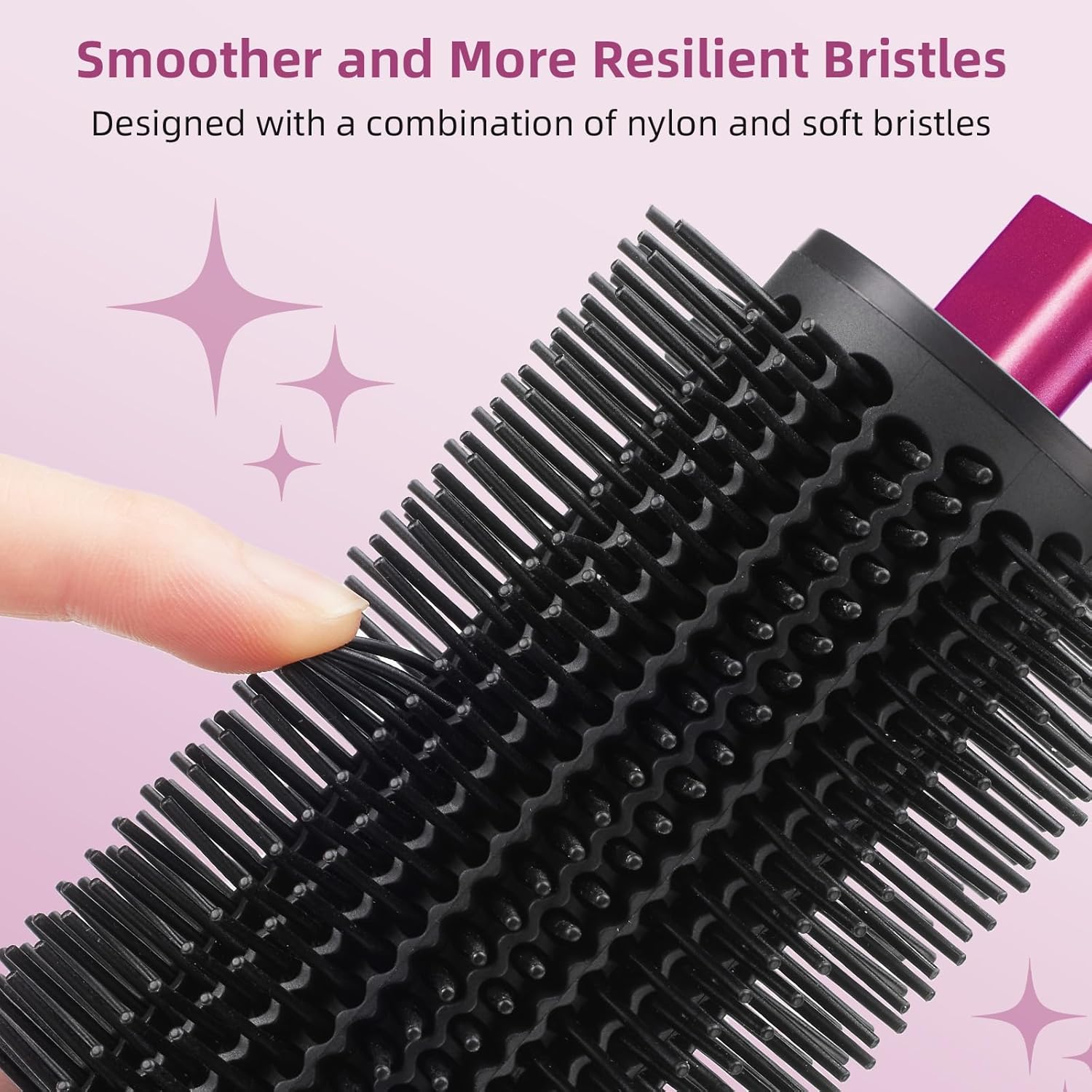 Upgraded Round Volumizing Brush Attachment Compatible with Dyson Airwrap HS01 HS05 HS08 Accessories, Upgraded Bristles for Straighten Dry Curls Add Volume Styling Volumizing Rose