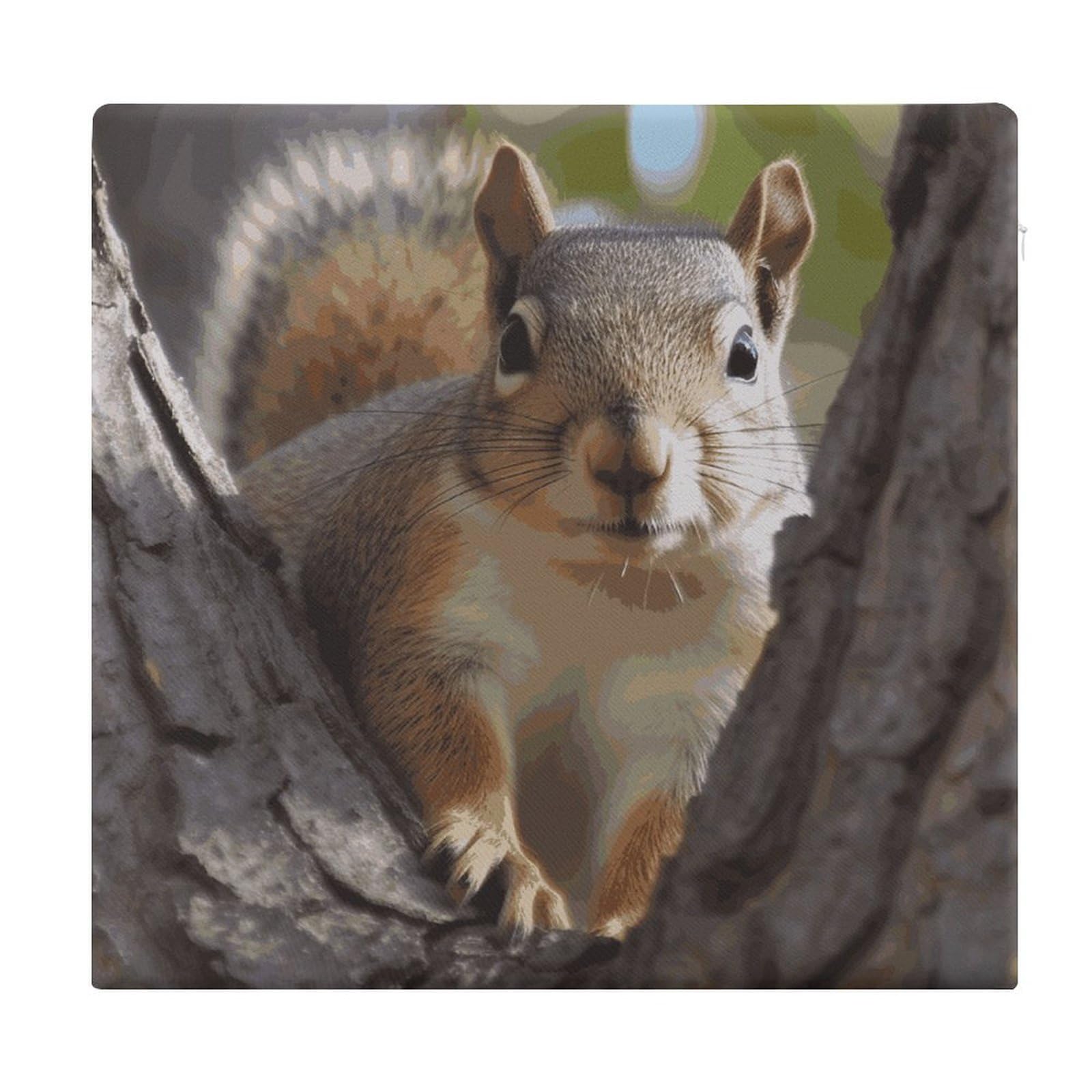 LDGSUPH Squirrel in The Tree Seat Cushions for Office Chair Cushion Square Pillows Seating Soft Floor Cushions Cozy Couch Cushion Support Memory Foam Chair Pads for Home Travel Car