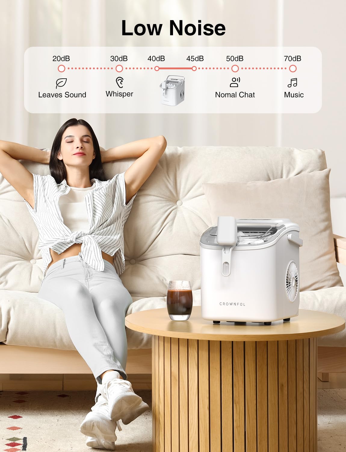 CROWNFUL Ice Maker White AU