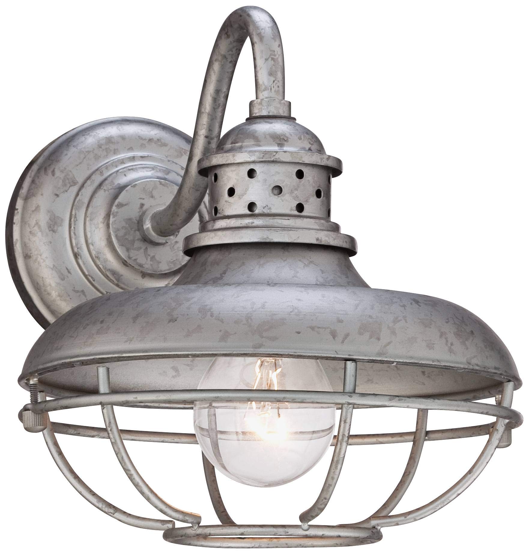 Franklin Park Rustic Industrial Outdoor Barn Light Fixture Galvanized Steel Open Cage 9" Decor