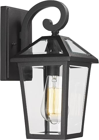 Outdoor Light Fixtures Wall Mount, Waterproof Exterior Wall Lanterns with Glass, Outside Wall Sconces, Front Porch Lights for House Garage Doorway Patio Small, 1Pack