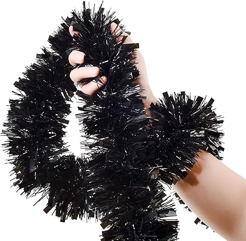 Miniatura 3 de 6 guirnaldas de oropel de Navidad de 39.4 pies, guirnalda metálica negra con bayas rojas, guirnalda de árbol de Navidad, guirnalda de oropel,