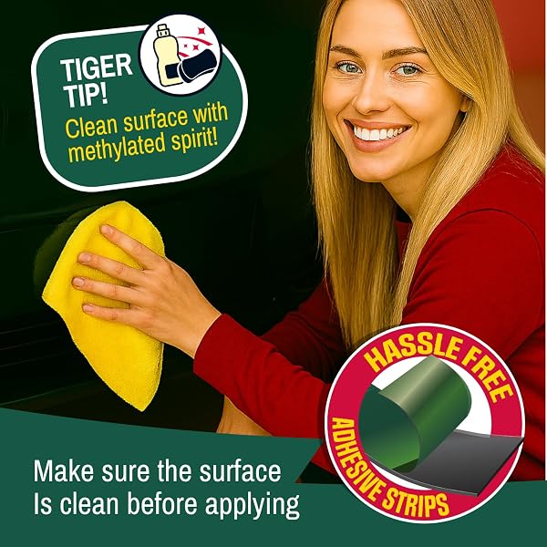 Tiger Tape® Number Plate Sticky Pads. Automotive Grade Heavy Duty, Extra Strong Double Sided Adhesive for Vehicle Number Plates, Licence Plates, Car Registration, Mounting Tape – 10 Strips - 4