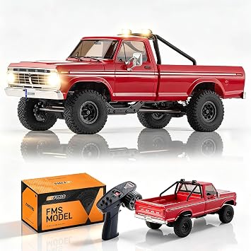 EAZYRC FMS FCX18 II Ford F-100 1/18 RC Crawler, RTR RC Truck Hobbygrade RC Car 4x4 Offroad Mini Rock Crawler with 2-Speed Transmission, Metal Gears, LED Lights for Adults and Collectors
