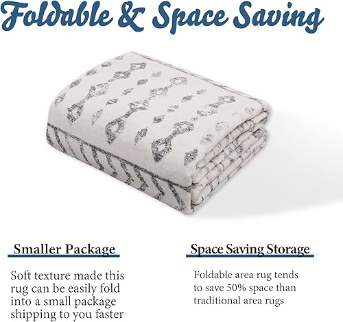 Miniatura 7 de Art&Tuft Alfombra marroquí lavable súper suave de 4 x 6 pies, antideslizante, antideslizante, para sala de estar, plegable, geométrica, lavable a