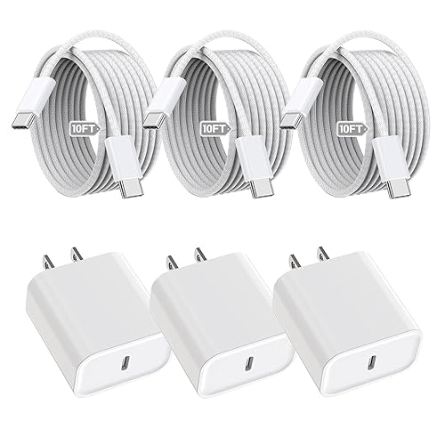 Vista 12 de Cargador rápido para iPhone 17/16/15, carga rápida extra larga de 10 pies, paquete de 3 bloques USB-C a USB C, cable de carga rápida para iPhone