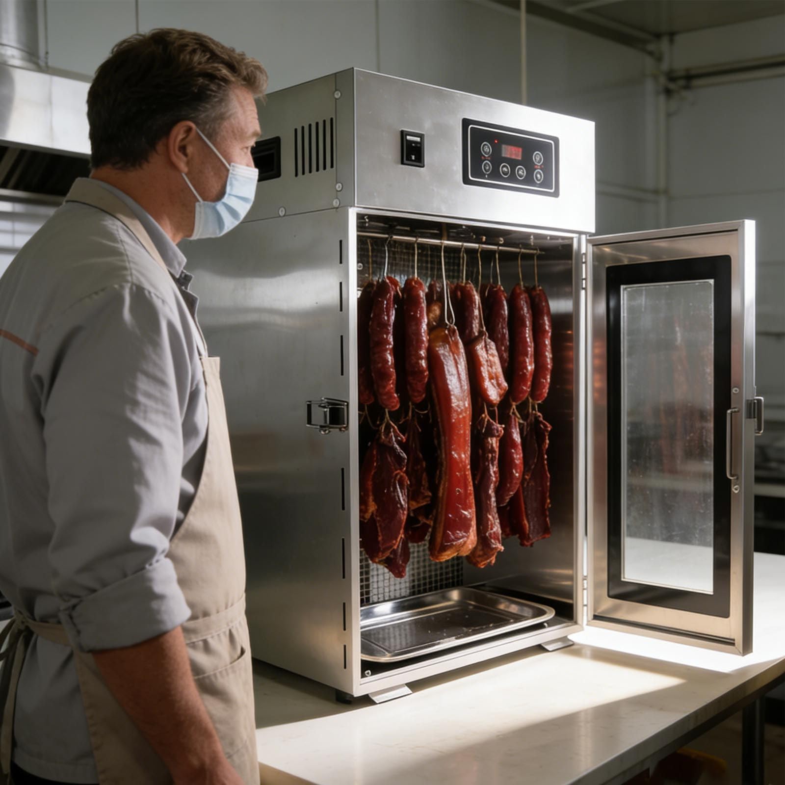 Lealovengzh Multicolor Heavy-Duty Stainless Steel Food Dehydrator, 800W Biltong Drying Box, 14 Hooks & 30-90°C Temperature &7.5Kg Large Capacity - For Jerky, Dry Aging Meat, Sausages, Bacon