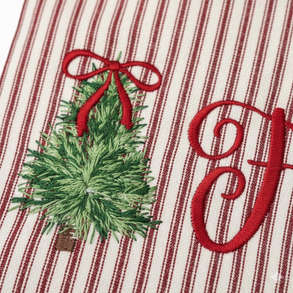 Christmas Wreath Sash with Personalized Letter Monogram, Embroidered Initial Christmas Bow, Linen Plaid 52" x 5", Winter Holiday Decor for Front Door (Christmas Plaid 1)