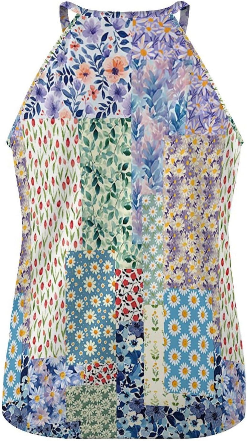 Tank Tops for Women 2025 Floral Print Casual Summer Fashion Boho Sexy Crewneck Pullover Cropped Sleeveless Tshirts - Image 5