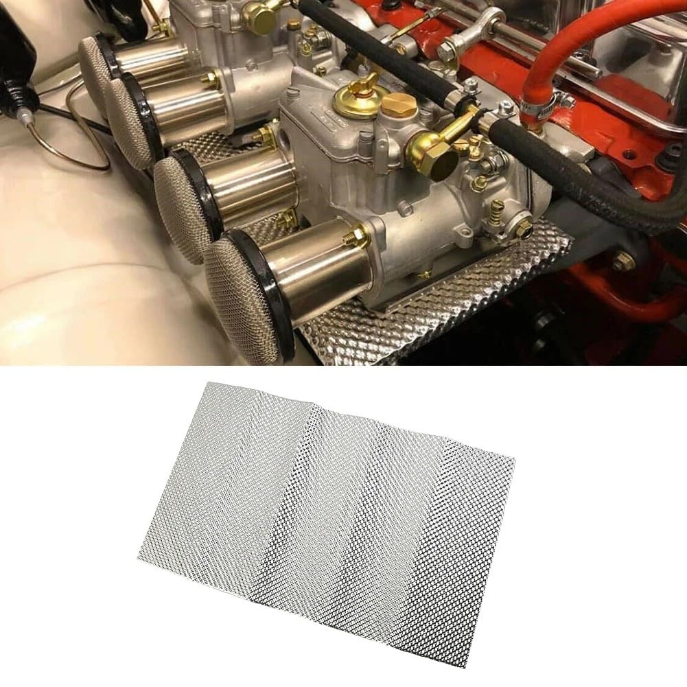 Protezione Termica In Alluminio Goffrato 300 x 500 mm, scudo termico in alluminio goffrato, piastra parafiamma, serbatoio carburante, collettore turbo argento, scarichi for motociclette