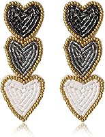 uniquecorn Valentine's Day Beaded Heart Dangle Earrings for Women - Cute Red Pink White Romantic Jewelry Gifts