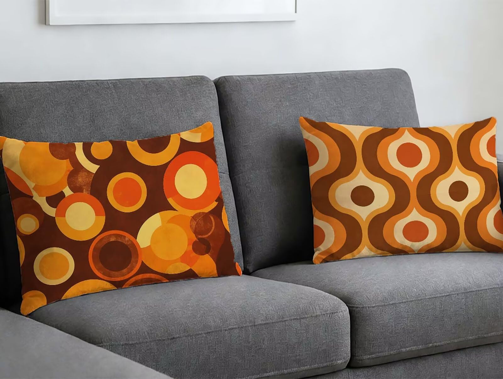 Housse de coussin orange brûlé 40x80 en velours de luxe doux pour canapé chic