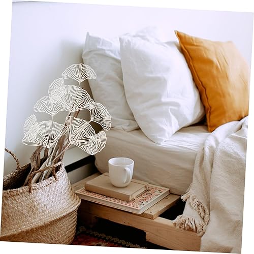 Miniatura 9 de NOLITOY Guirnalda de vegetación 2pcs simulado Ginkgo blanco adornos otoño plástico novia seda arreglos florales