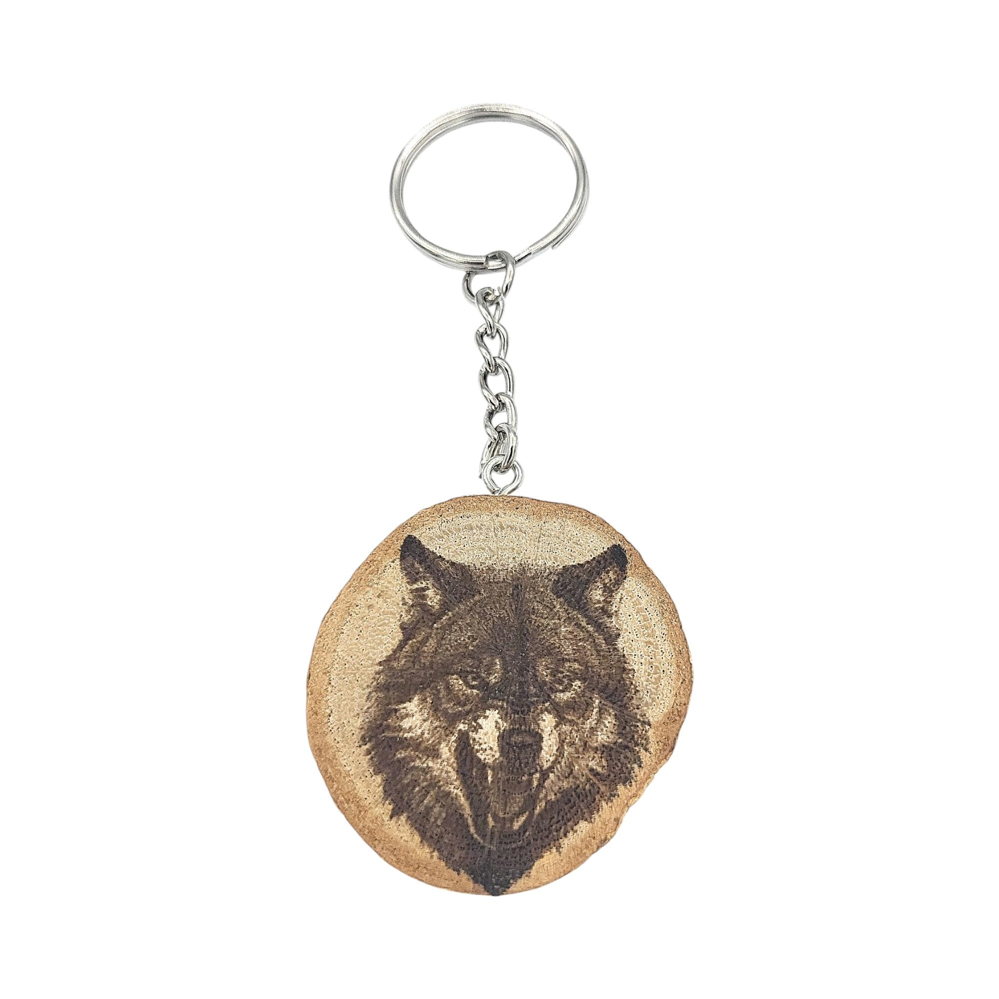 Promotech Timberwolf Handmade Laser Engraved Single Piece Wooden Keyring