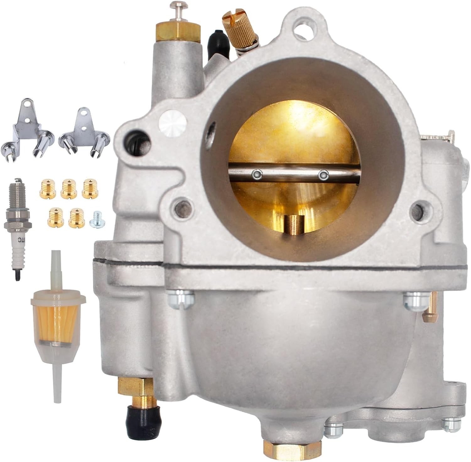 New Super E Carburetor for HD Big Twin & Sportster Shorty Carb Super E 11-0420 with Fuel Filter and Spark Plug