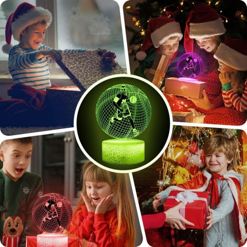 Luce Notturna Pallacanestro 3D Con Telecomando - 16 Colori, Dimmerabile - Regalo Per Bambini, Camera Da Letto