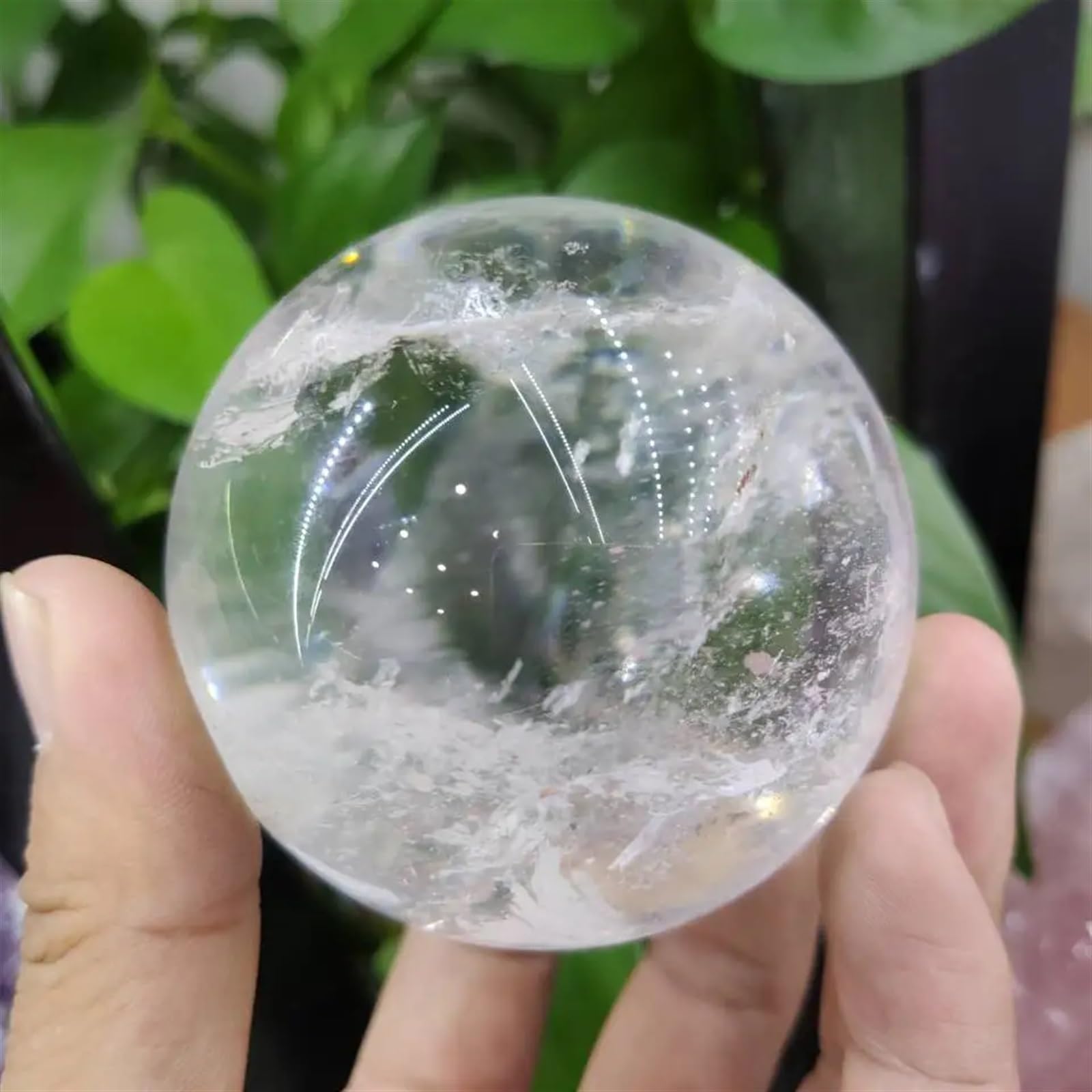 HAOYUNS Beautiful Natural White Clear Quartz Crystal Sphere Ball - Polished Meditation Decor for Home and Office