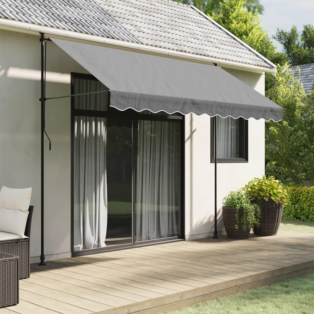Auvent anthracite rayé 3 m, 100 % polyester avec revêtement PU, résistant aux UV, imperméable, coupe-vent pour jardin, balcon, terrasse, brise-vue et protection solaire, volant de rechange