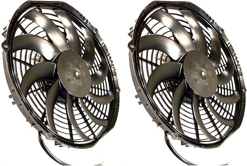 Ventoinha elétrica para radiador SPAL 30100435 VA11-AP7/C-57A 12 V 847 CFM com pás curvas – Conjunto com 2 unidades