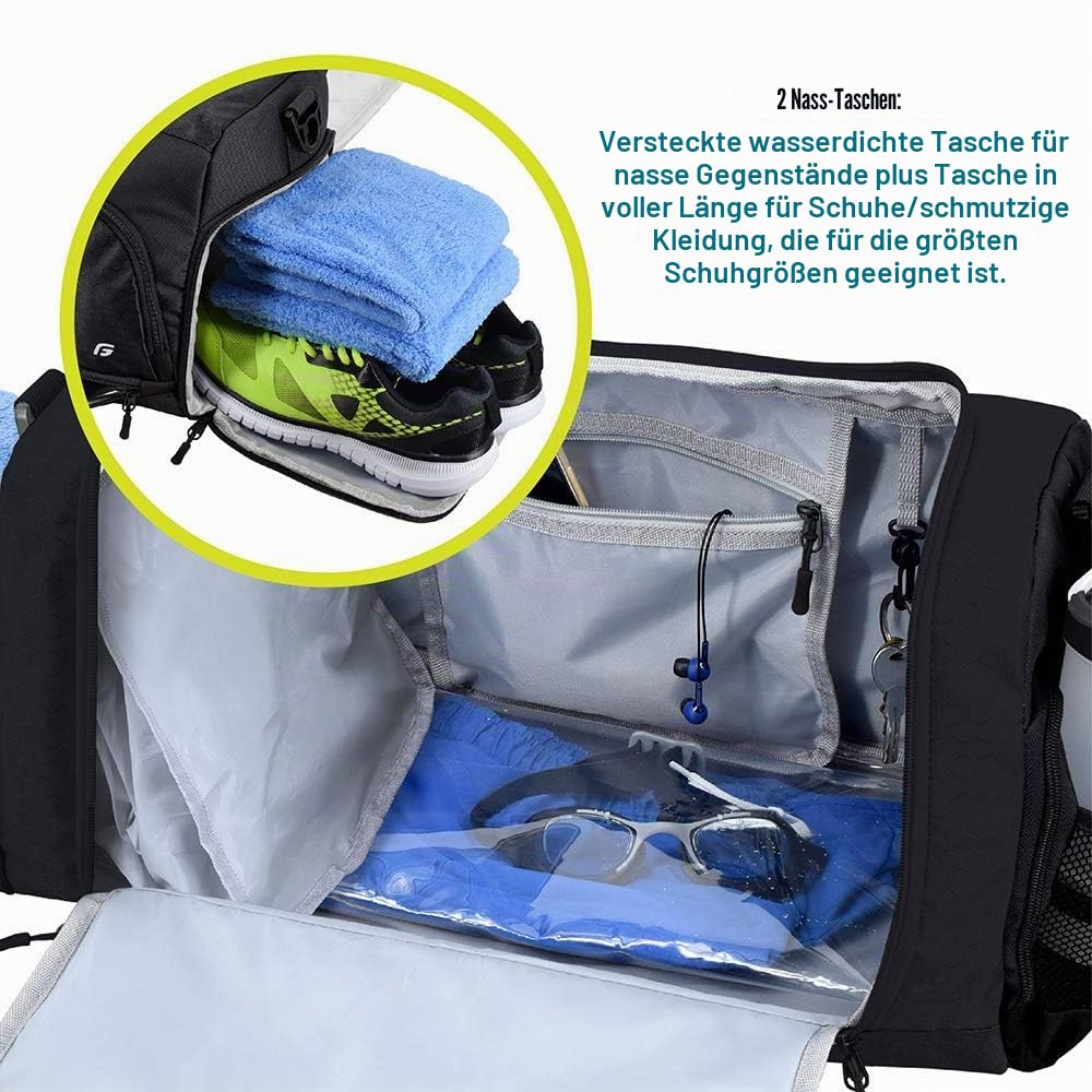 Ultimative Sporttasche 2.0 Die robuste, gemeinschaftlich entwickelte Reisetasche mit 10 optimalen Fächern, einschließlich wasserabweisendem Fach