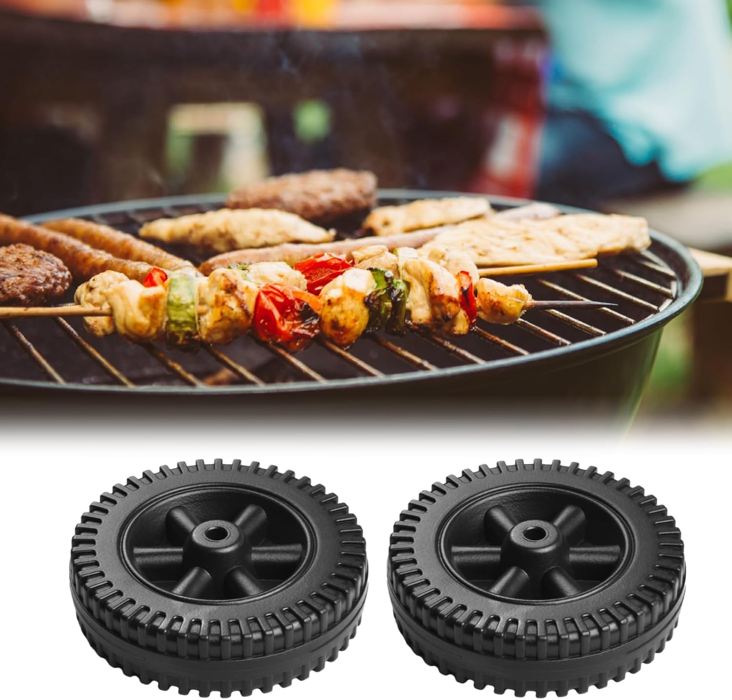 2pcs 6 Inch Bbq Grill Wheels Lawn Mower Wheels Hand Truck