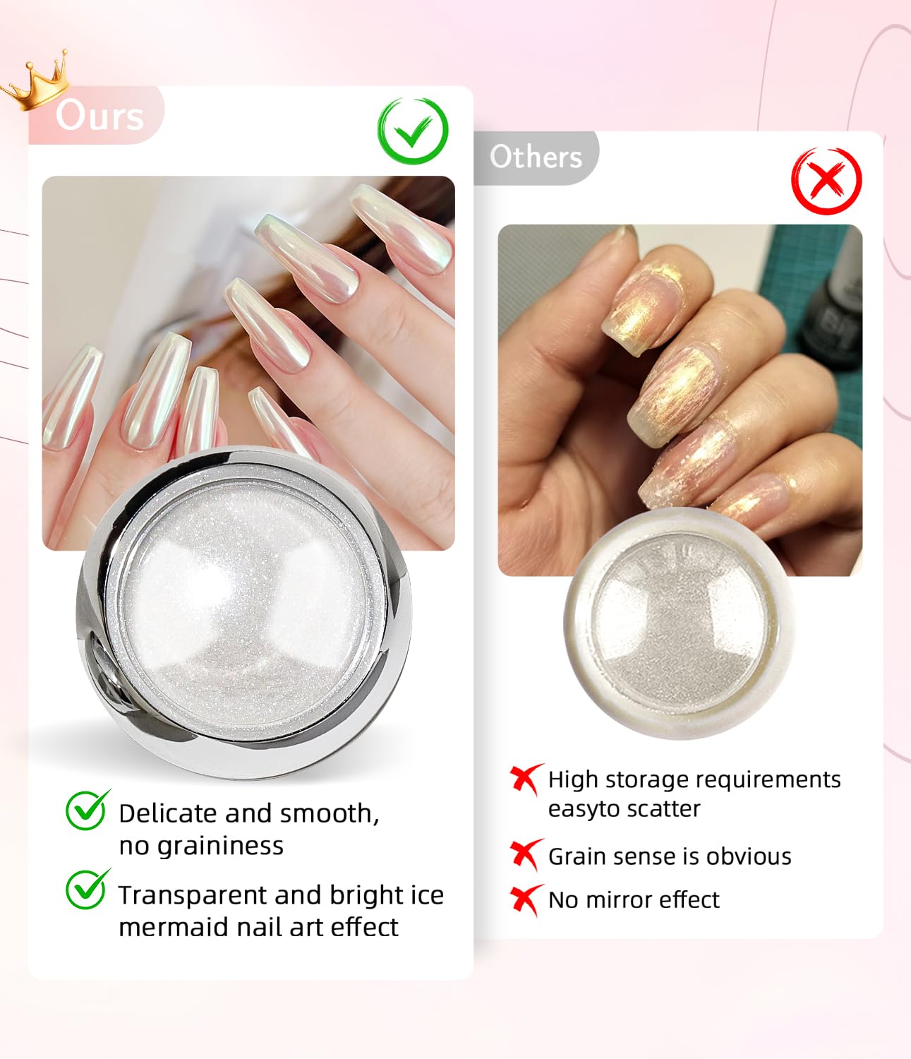 Puder do paznokci Pearl Chrome - 3 szt. Biały chromowy puder do paznokci, Neon Glassy Ice Chrome puder do paznokci, Gładki luksusowy perłowy Aurora Mirror Effect Pigment, DIY Deco Nail Art