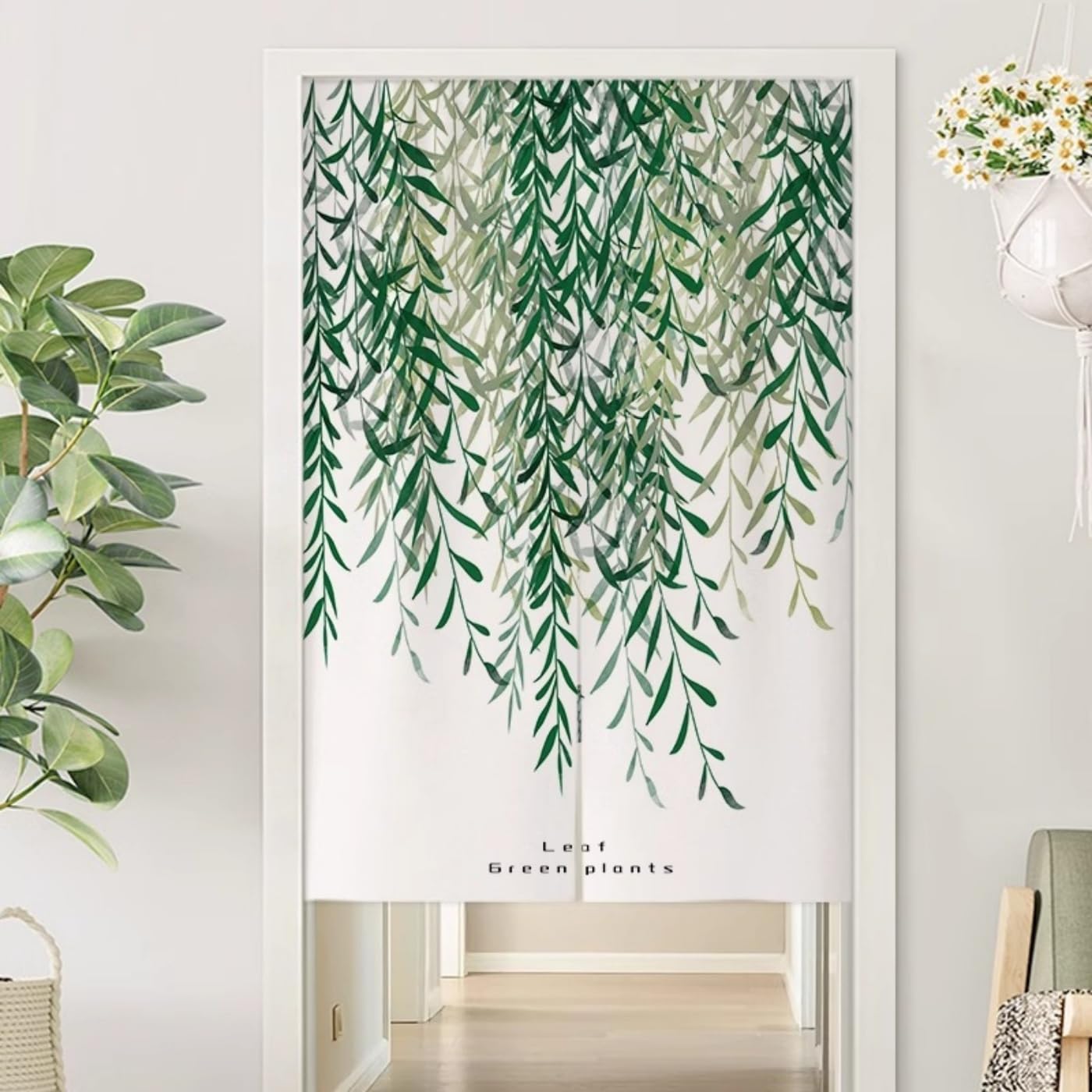 Guest Ruyunlai M04 Green Plants Japanese Noren Doorway Curtain, 90X150cm
