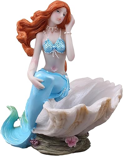 Figuritas de sirena, adorno de acuario, resina, estilo mediterráneo, sirena, princesa, manualidades, estatua, organizador de almacenamiento de