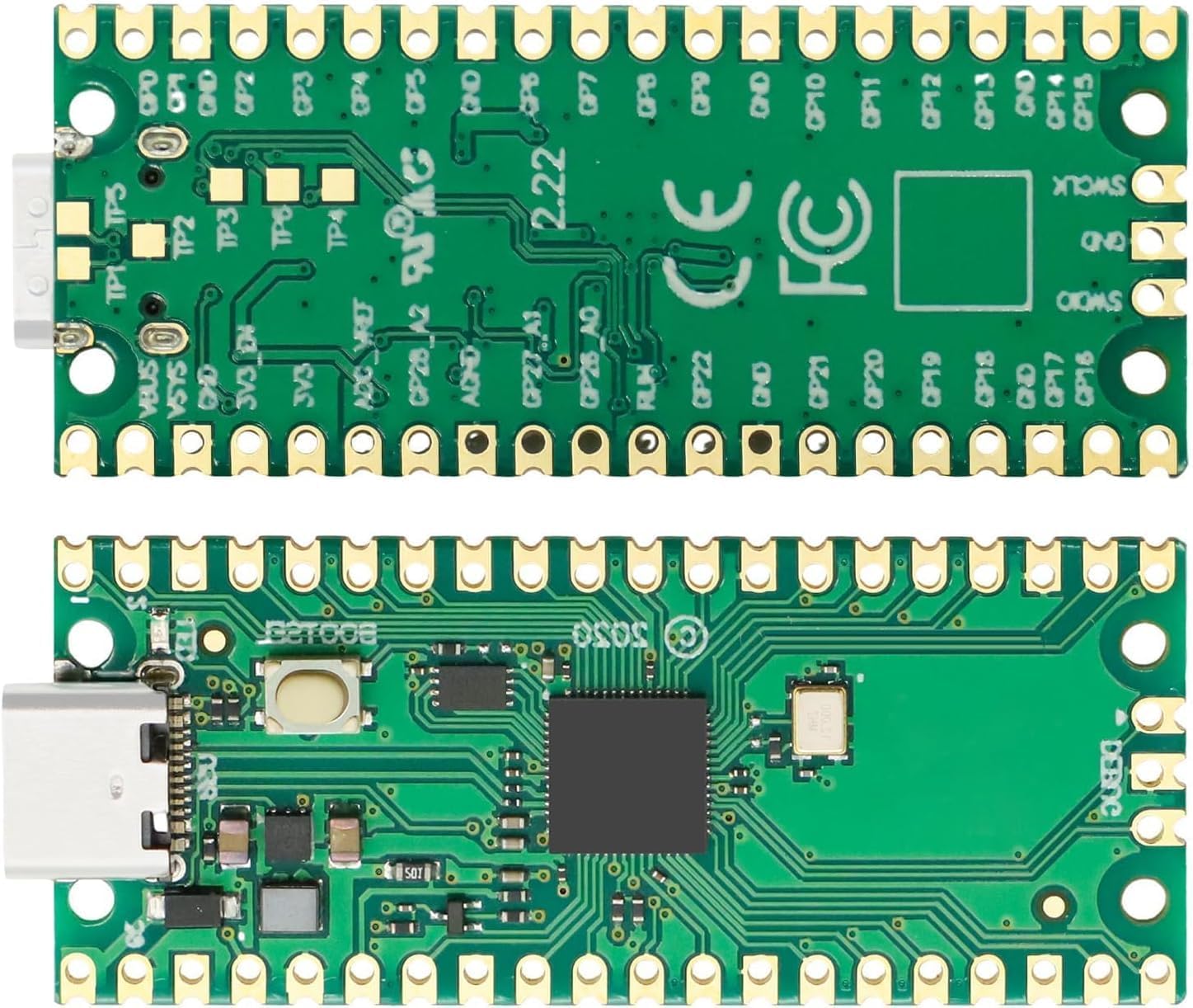 2-Pack RP2040 Microcontroller Board, Dual-Core ARM Cortex-M0+ up to 133MHz, 2MB Flash, 30 GPIO Pins, Compatible with Raspberry Pi Pico, Supports MicroPython & C/C++ [USB-C Port]