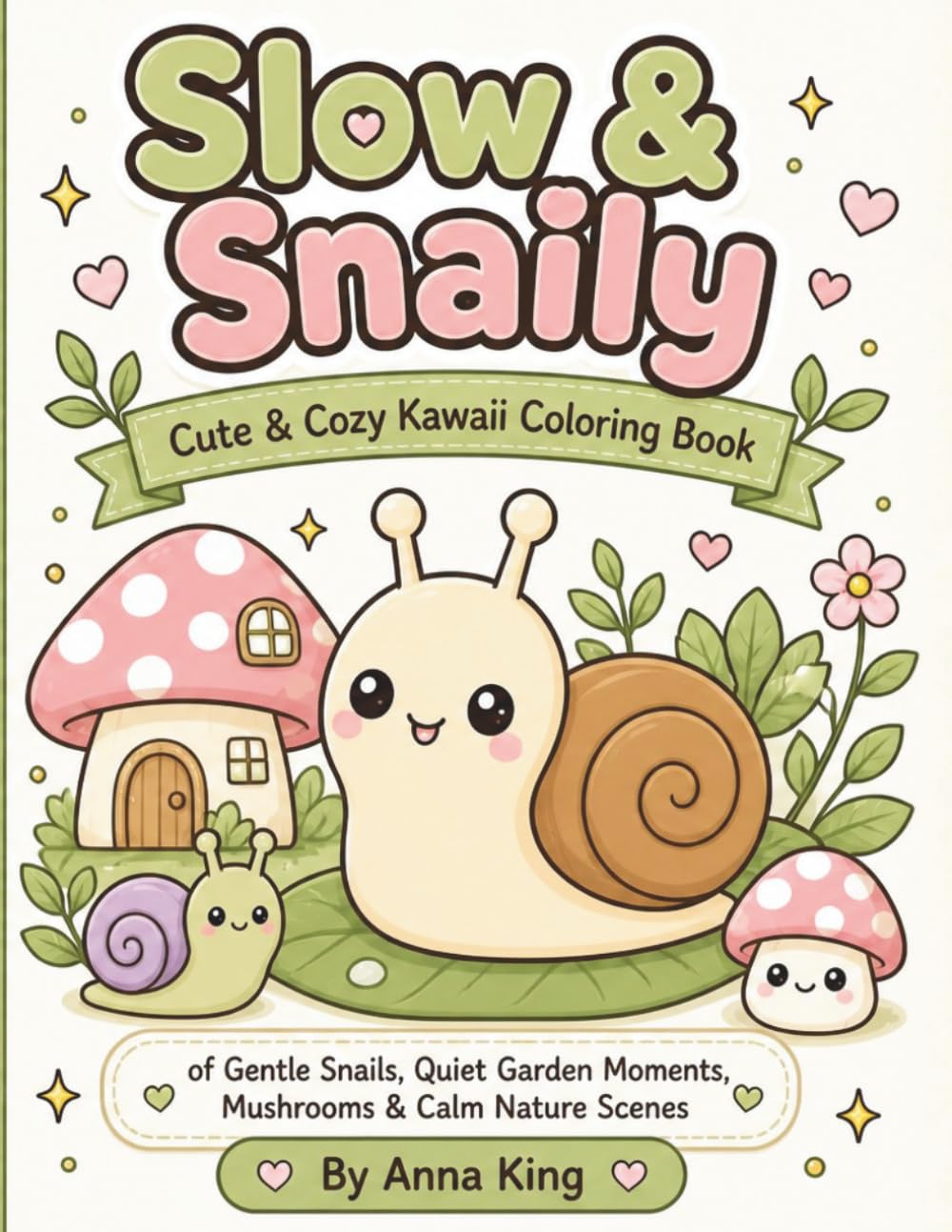 Slow & Snaily: Cute & Cozy Kawaii Coloring Book of Gentle Snails, Quiet Garden Moments, Mushrooms & Calm Nature Scenes