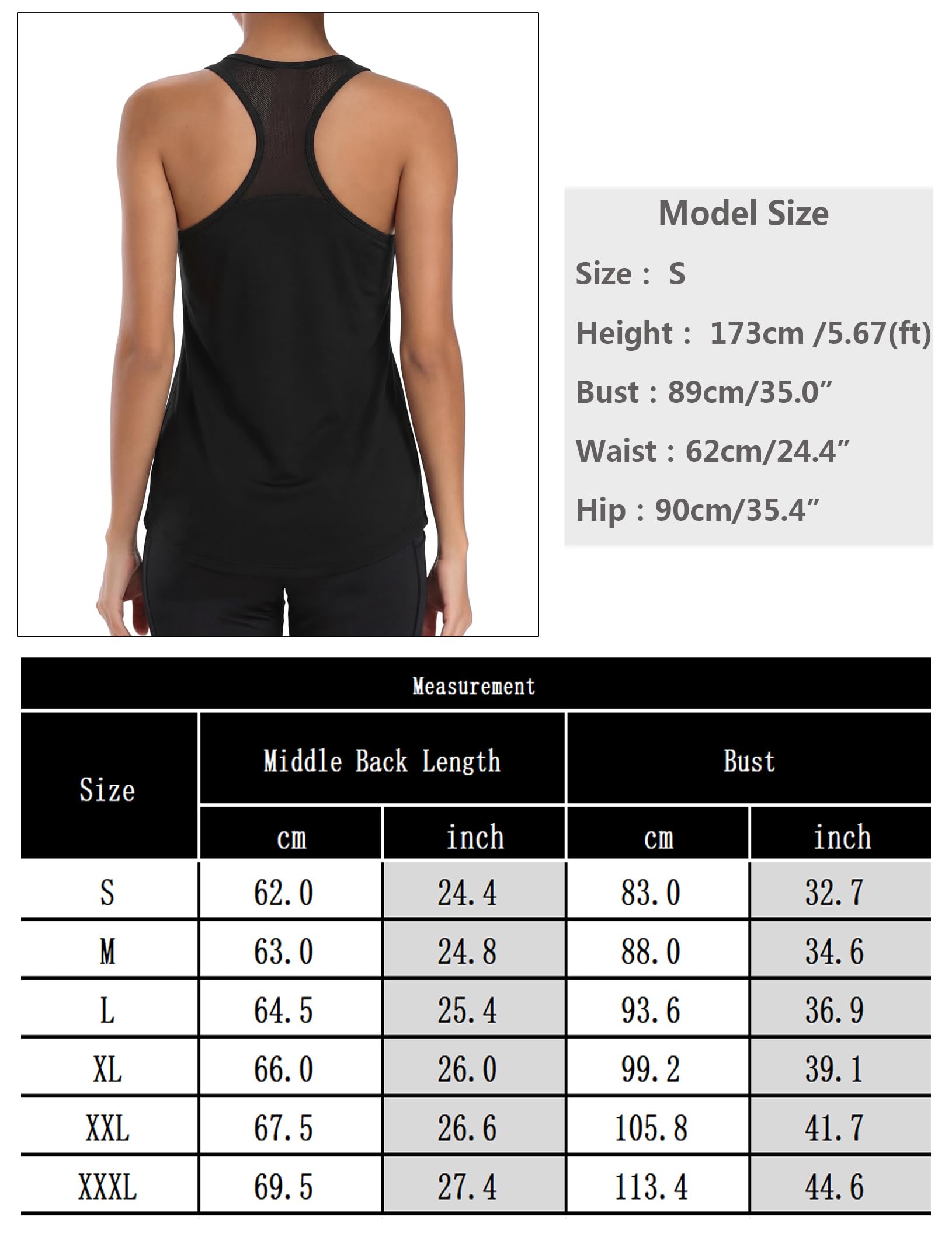 Camiseta Tirantes Mujer Deportiva Cuello Redondo Sin Mangas Ligera y Transpirable Racerback Yoga Tops para Gimnasio Correr S-XXL — view 7