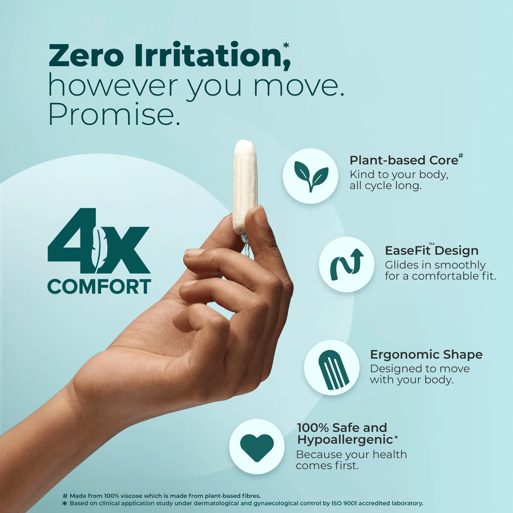 Nua EaseFit Tampons for Medium Flow | 16 Tampons | Gynaecologically Tested | Hypoallergenic | Rapid Absorption Core | Leak-Proof Protection 1