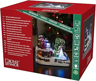 Konstsmide LED Szenerie Bahnhof mit Animation und 8 klassischen Weihnachtsliedern, wählbare Energieversorgung, 9 Bunte Dioden, 4.5V Innentrafo/batteriebetrieben, Innen, transparentes Kabel - 3446-000