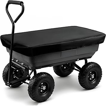Heavy Duty Garden Wagon Cart Cover for Keenz MOOV 2 2024 2025, Outdoor Utility Wagon Cover with Elastic Hem & Windproof Design, Collapsible Wagon Cover,A Black