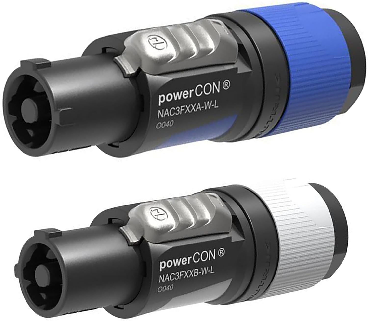 (Pairs) Neutrik NAC3FXXA-W-L (in) & NAC3XXB-W-L (Out) 20A Locking AC PowerCon Cable Connectors Kit (2 Each)