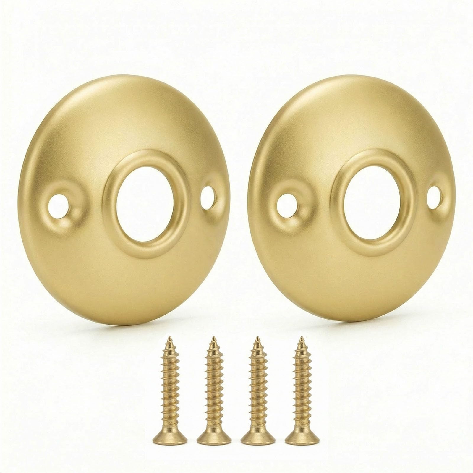 Siwil Door Knob Rosettes, Gold Backplates for Doorknob or Lever, Round Hole Cover Plate Replacement, Bore Cover – 2Pcs