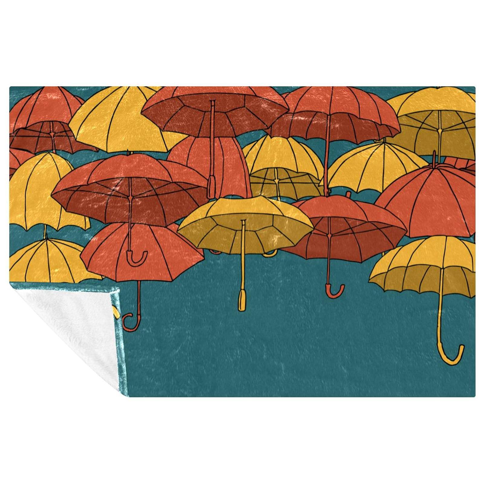 Couverture douce et chaude imprimée parapluie pour lit canapé camping plage