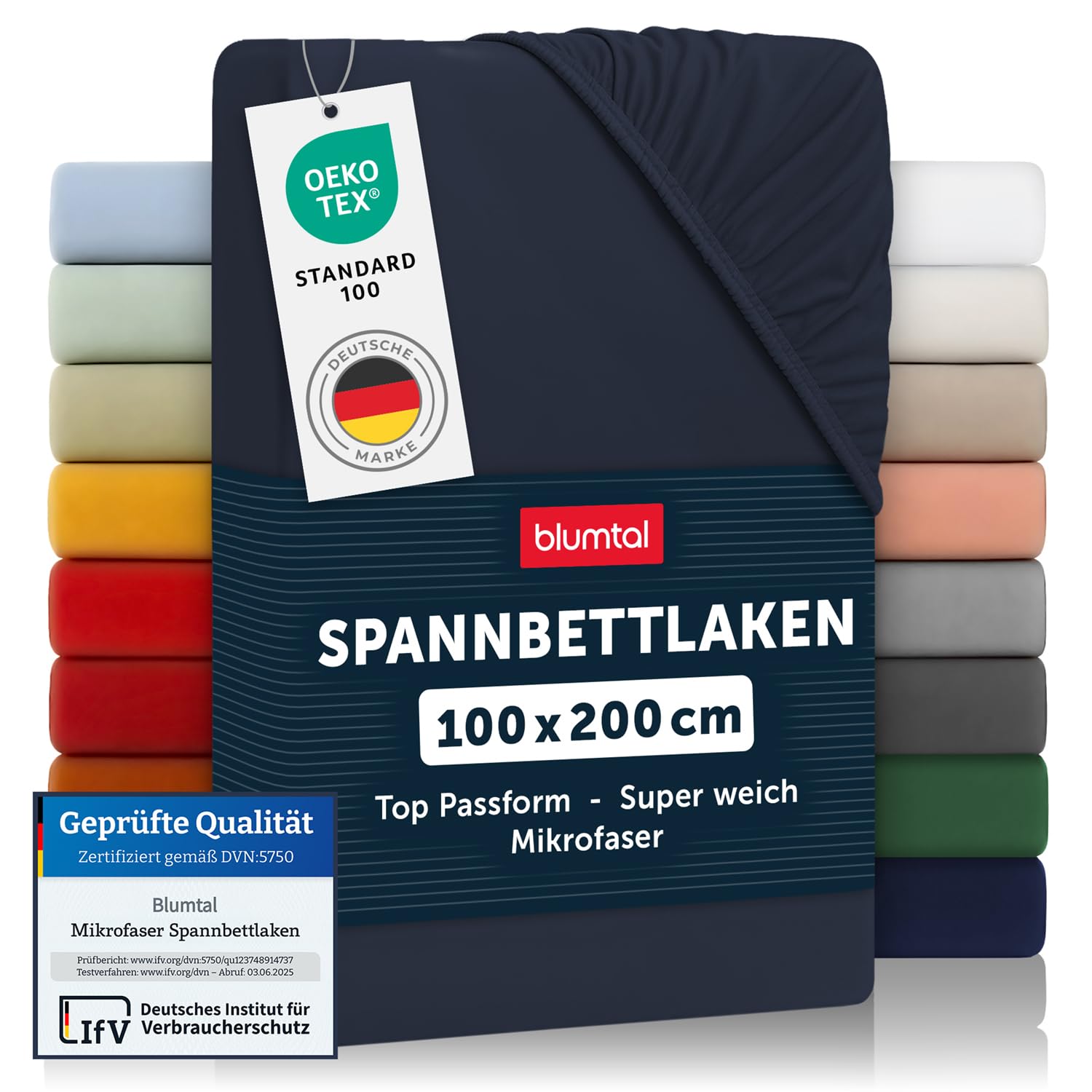 Blumtal® Spannbettlaken 100x200 cm - Bettlaken 100x200 Spannbettlaken aus Microfaser - Spannbetttuch 100x200 cm - Spannleintuch 100x200 - Dark Ocean Blue - Blau