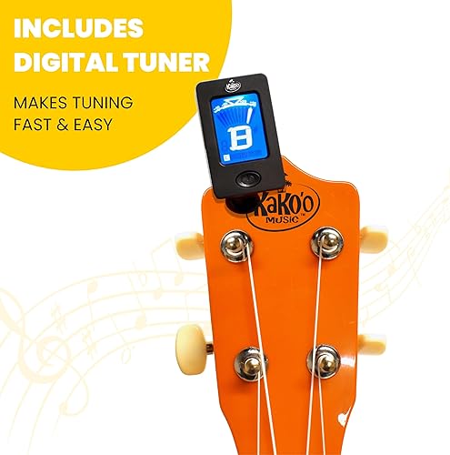 Miniatura 12 de KaKo'o Music Pacific Blue - Ukelele soprano galardonado con el premio – Afinadores de metal y cuerdas de nailon de alta calidad – Libro guía