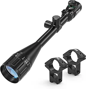 UUQ 6-24x50 AO Rifle Scope Includes Blue/Green Lens with 20mm/11mm Mount-for Hunting,Shotguns,and High-Powered,Long-Range Shooting with Rimfire,and Air Guns.Includes Illuminated Red/Green Reticle