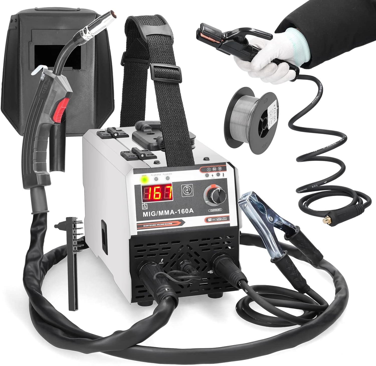 Saldatrice 2 in 1, saldatrice a filo continuo, saldatura a CO2 e saldatura manuale Saldatrice DC IGBT multifunzione con inverter Meccanismo di alimentazione del filo integrato