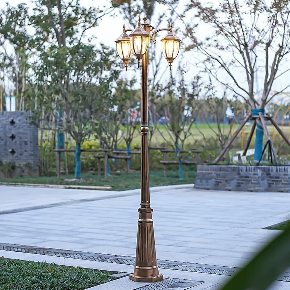 Słupek oświetleniowy zewnętrzny 250 cm, 3-głowicowy, słupek oświetleniowy, lampa ogrodowa, słupek aluminiowy, lampa szklana, słupek ogrodowy, lampa ścienna, IP65, wodoodp