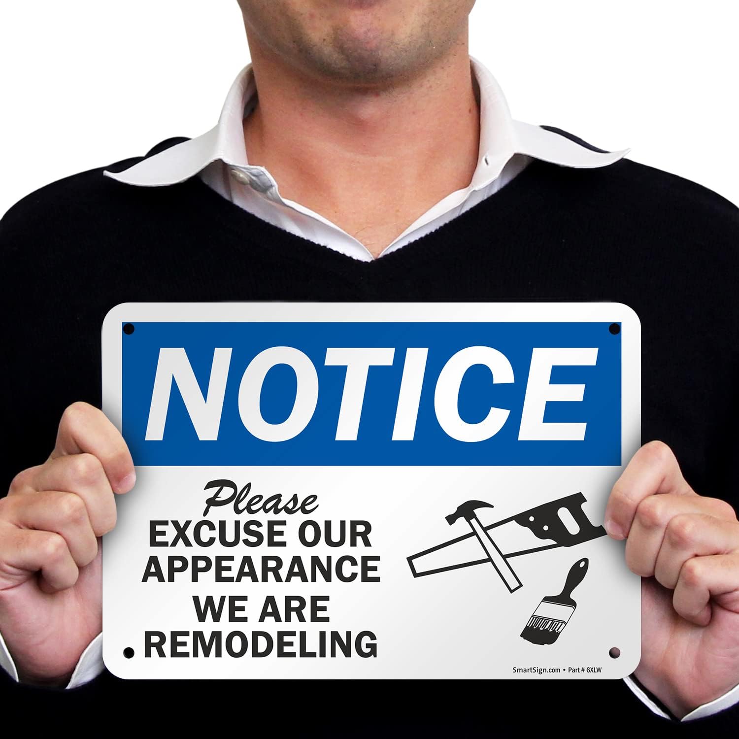 SmartSign "Please Excuse Our Appearance, We Are Remodeling" Sign | 7" x 10" Aluminum