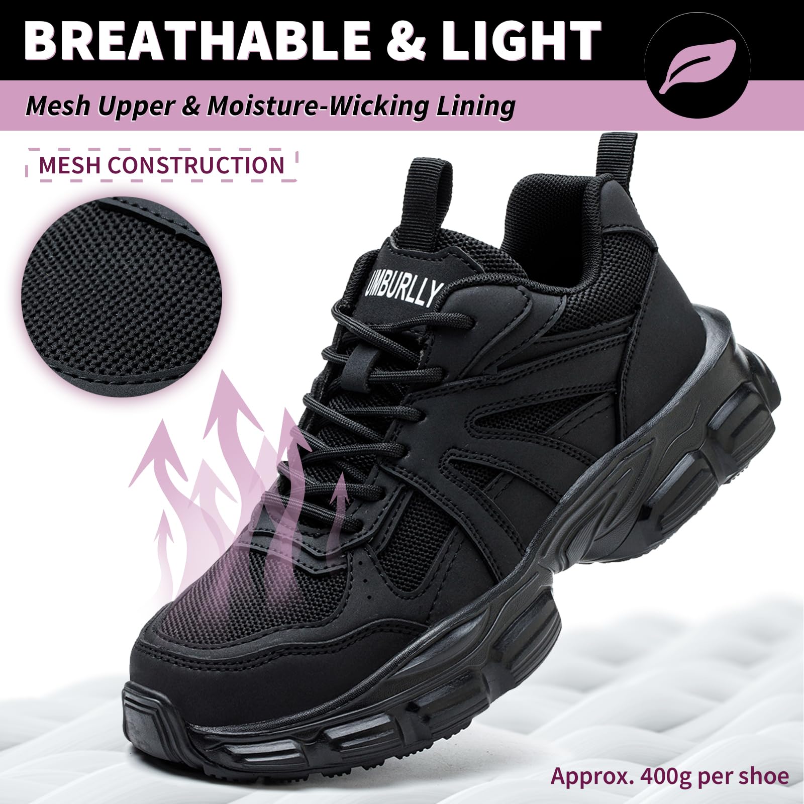 Scarpe Antinfortunistiche Donna Leggere Traspiranti Scarpe da Lavoro con Punta in Acciaio Antiscivolo Comode Scarpe Sicurezza