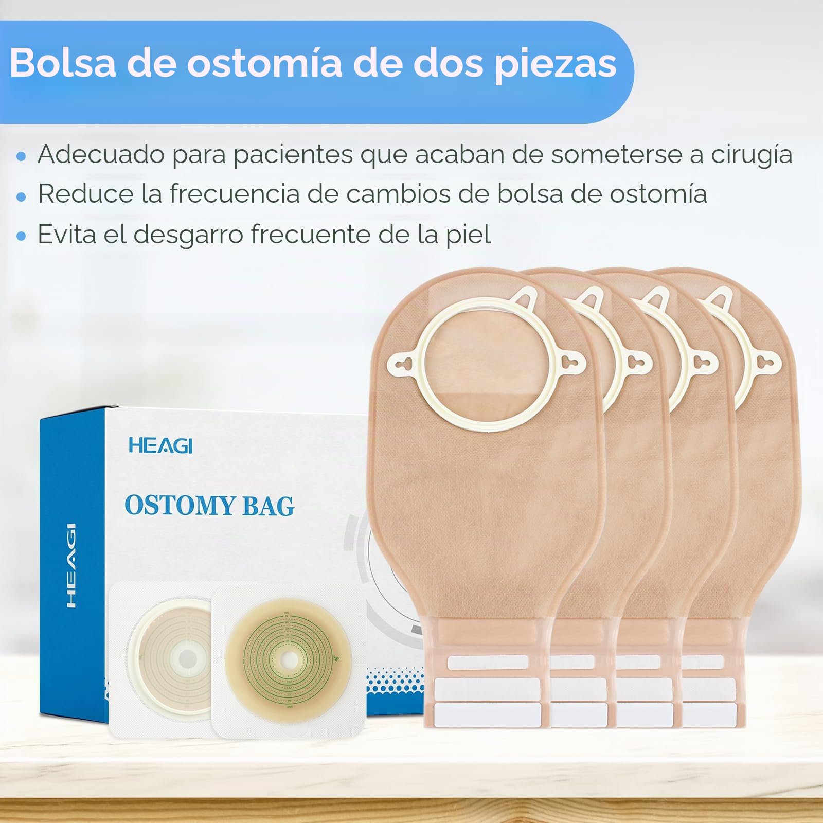 60 bolsas de ostomía, bolsas de colostomía de 2 piezas, bolsas con cierre para ileostomía, recortables hasta máx. 70 mm (40 bolsas de colostomía + 20 protectores de piel)