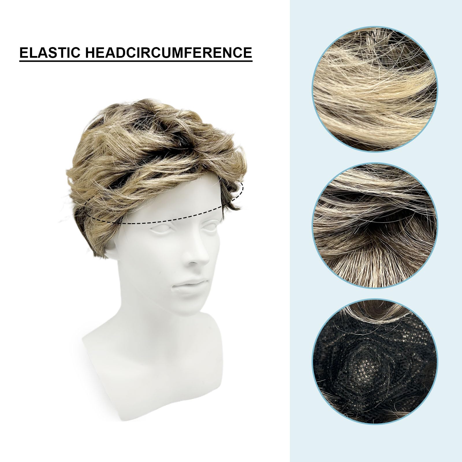 TUONYIS Short Blonde Wig Men, Men's 80's Street Wig - Image 2