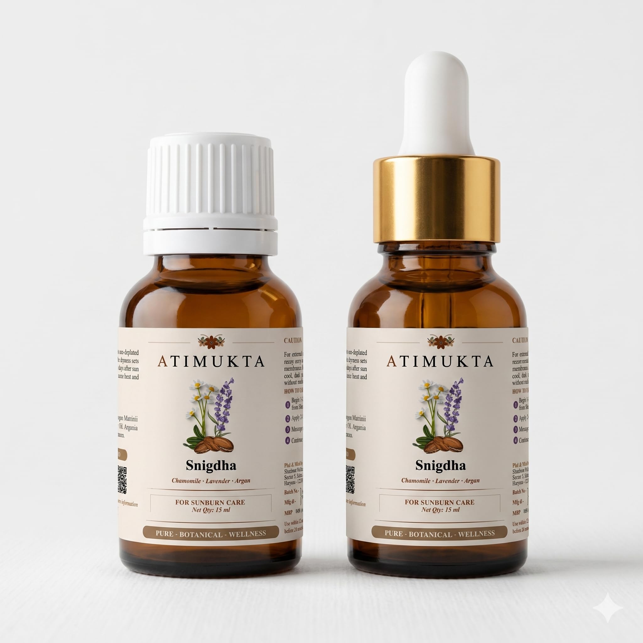 Snigdha After Sun Recovery Face & Body Oil - Natural Sunburn Relief & Skin Repair Blended with Chamomile, Lavender, Argan & Jojoba Oils - Deeply Hydrating, Soothing, Cooling & Pre-Diluted for Sensitive Skin - Pure Botanical Wellness - 15ml-image-0