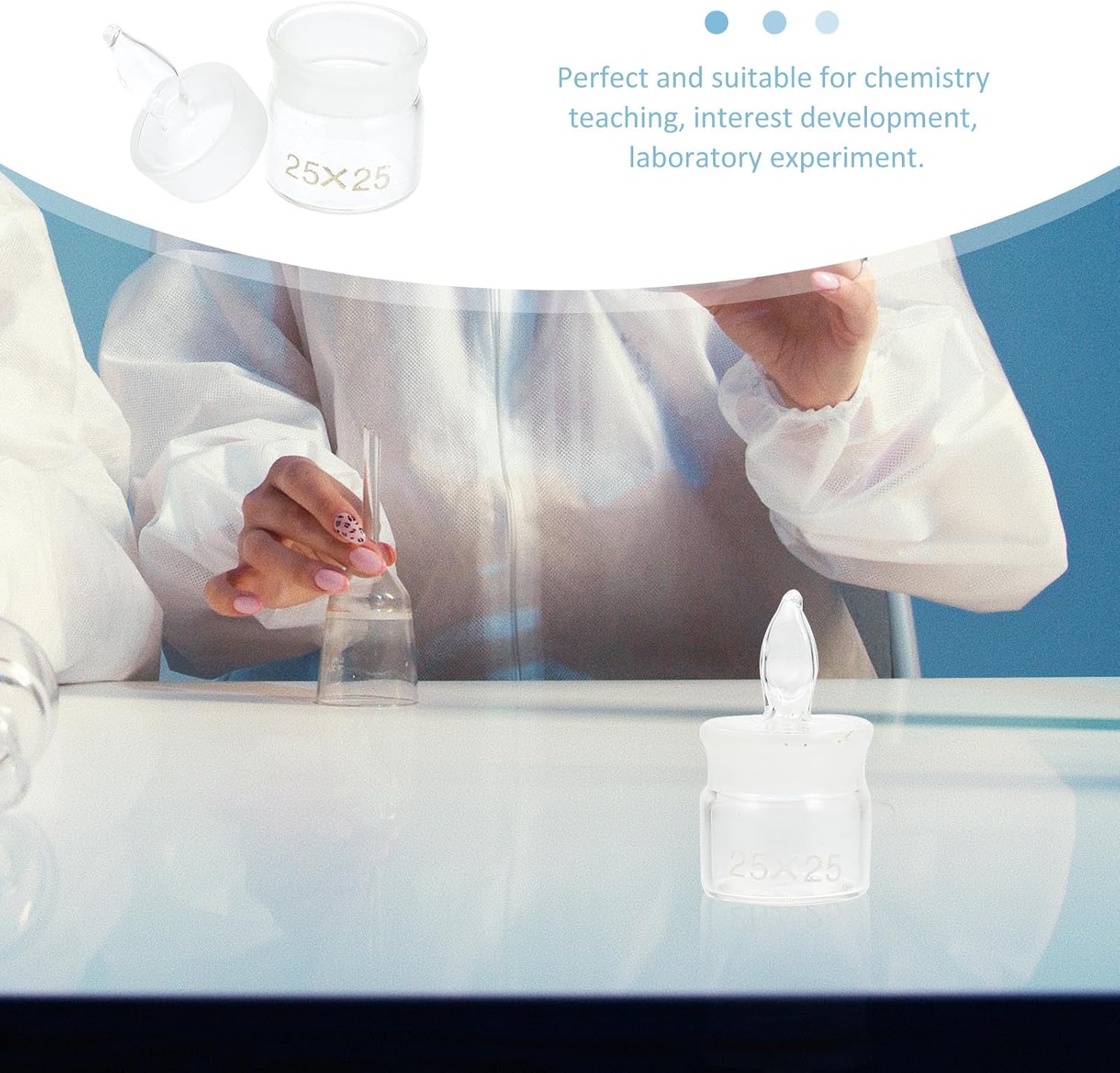 5pcs Glass Weighing Bottles Set Low Form 25x25mm with Lid Laboratory Weighing Jar Holder for Chemistry Lab Use